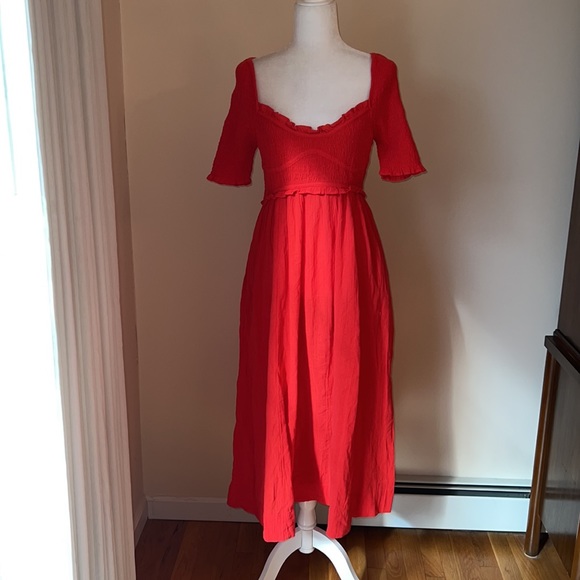Free People Sunshine Season Midi Dress Red - Picture 5 of 16